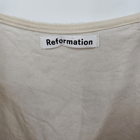 Reformation Ross Velvet Silk Cami Top Beige Neutral‎ Straight Neckline Size M - Picture 4 of 7